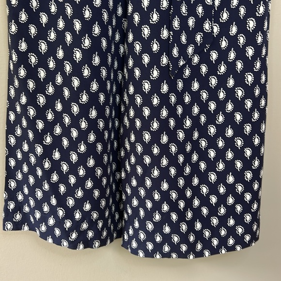 Boden Caithness Wide Leg Loose Flowy Paisley Pants US Size 6R Navy White - Picture 6 of 11